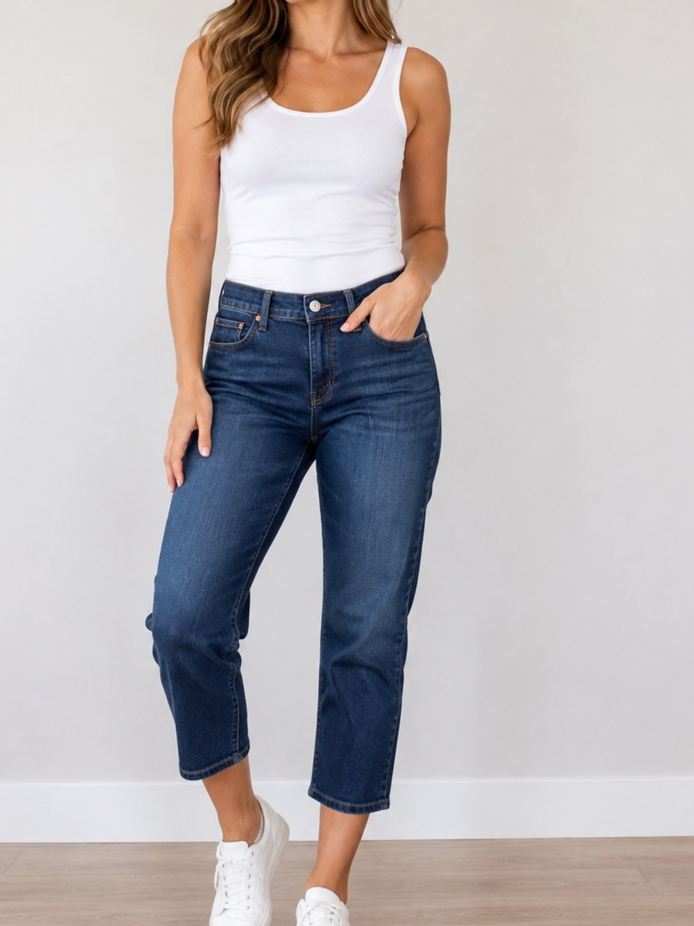Levi's Straight-Leg Dark Indigo Boyfriend Jeans